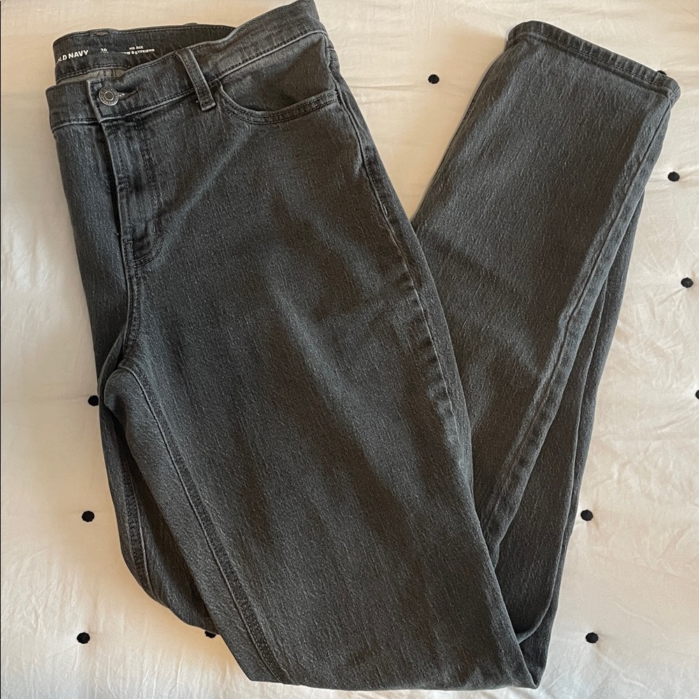 Old Navy Women's mid rise Boyfriend gray Jeans, 10 Tall